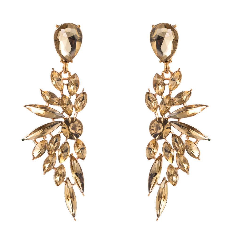 European and American Fashion Earrings Diamond-inlaid Shiny Long Wings Earrings Exaggerated Personality Dinner Party Elegant Earrings