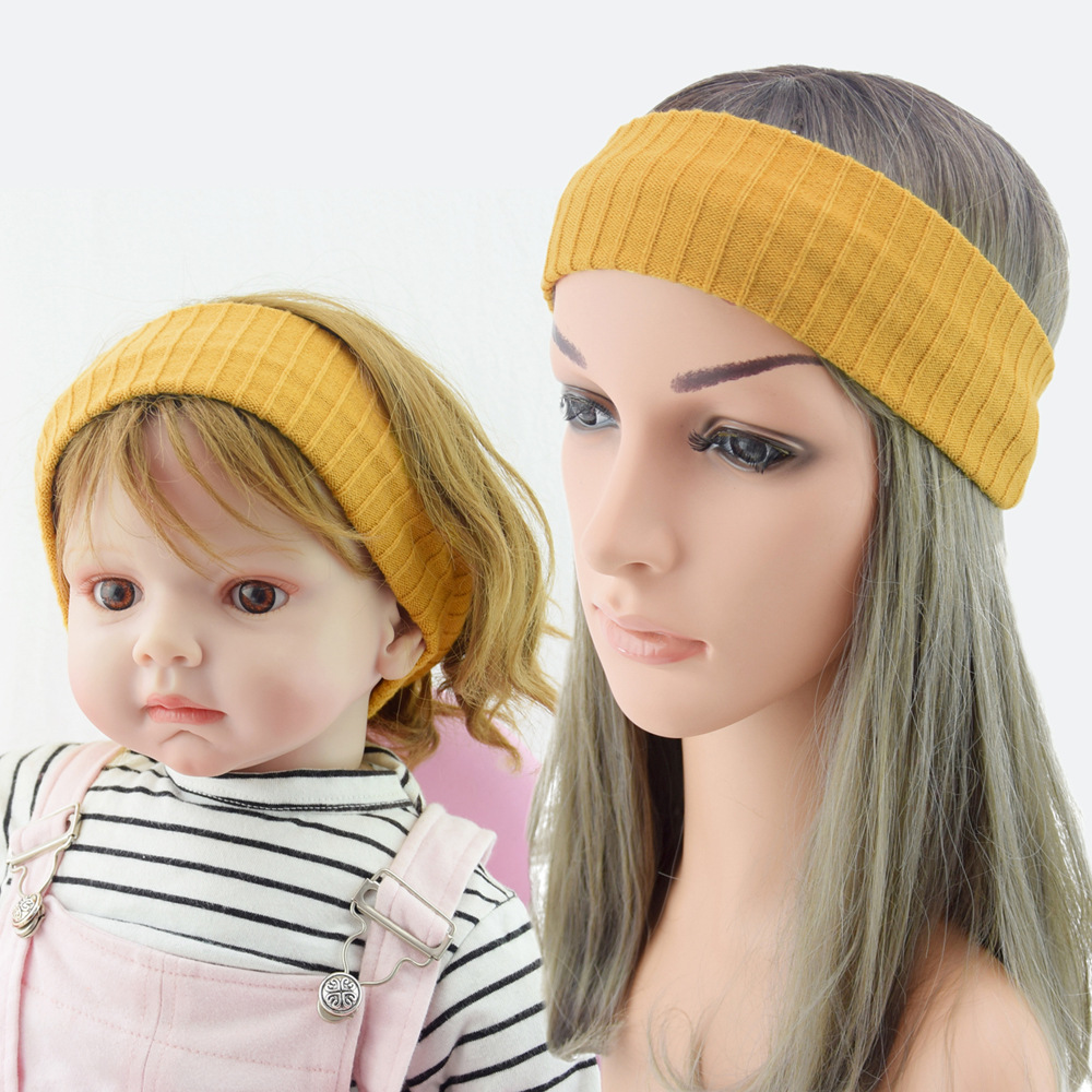 European and American elastic vertical pattern knitted wool headband parent-child hair band Sports yoga hair accessories face washing headband Korean style headband