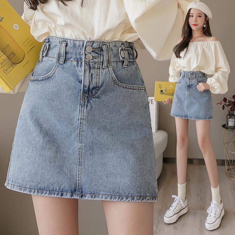 Denim Skirt Women's 2023 Spring and Summer New Student Korean Style Short Skirt High Waist Loose Slimming A- line Skirt Trendy