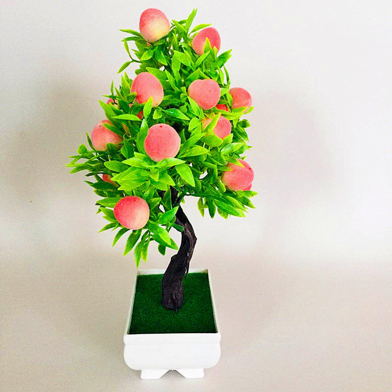 植物の造花鉢植えのシミュレーション果物23粒の赤い桃の鉢植えの家の机の置物の卸売り|undefined