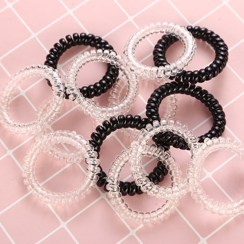 Foreign trade black transparent color telephone line Hair ring AliExpress Amazon explosions hair accessories wholesale large bracelet hair rope