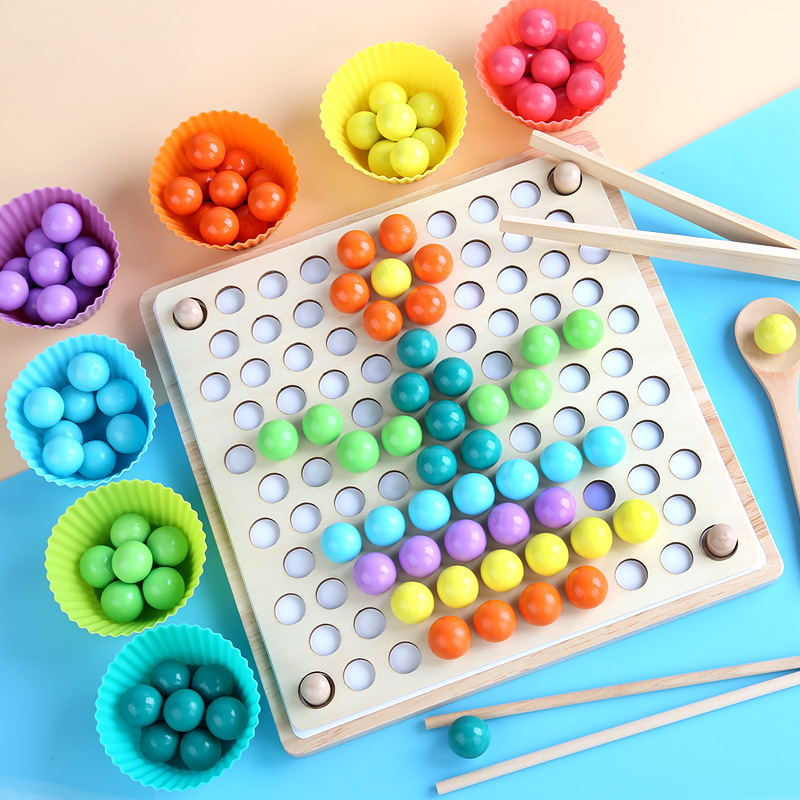 Children's early education, entertainment, training, concentration, beads, two-in-one puzzle development, parent-child interactive board game toys