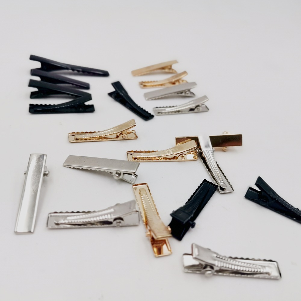Handmade hair accessories diy headdress accessories square head clip homemade bow black hair clip metal duck bill clip