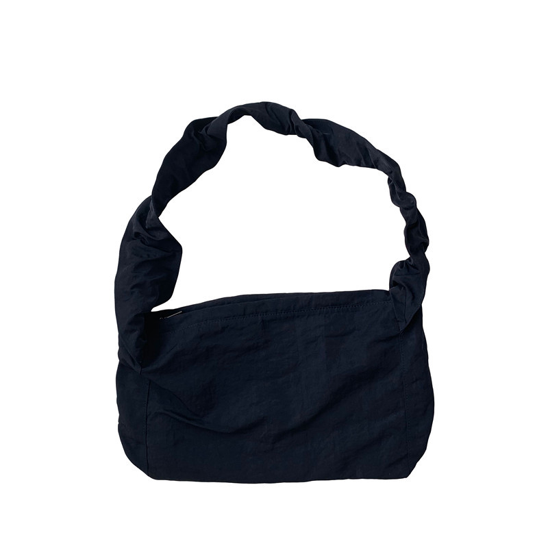 Canvas Bag Women's Korean-style Single-shoulder Pleated Drawstring Canvas Bag Small Fresh Artistic Solid Color Portable Crossbody Casual Women's Bag_voghion.com