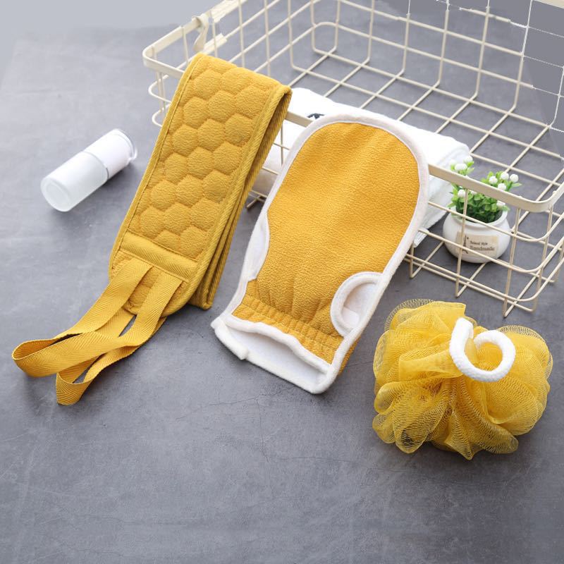 Rubbing towel bathing artifact three-piece set thickened rubbing mud decontamination bath ball combination set back Strip long rubbing towel