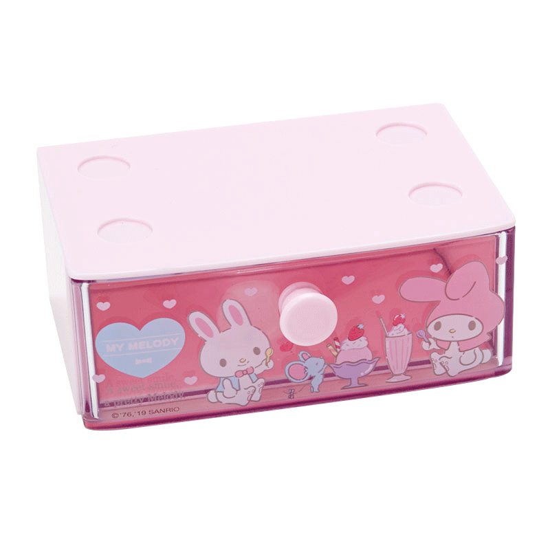 Cute girl heart desktop jewelry box melody small drawer box cartoon storage box drawer sorting classification box