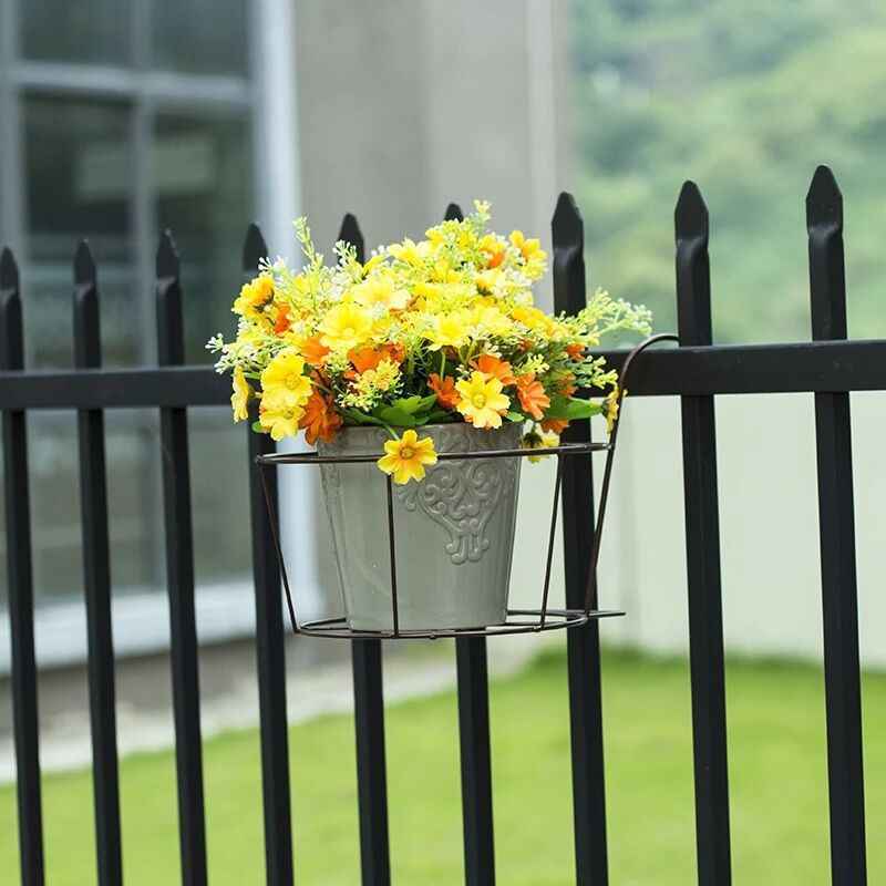Balcony Railing Wall Hanging Small Flower Rack Guardrail Hanging Flower Pot Rack Living Room Windowsill Hanging Basket Green Rose Hanging Flower Rack