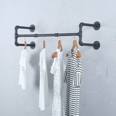 Industrial Style Metal Wall Hanging Clothes Rack Clothing Store Wrought Iron Clothes Rack Clothing Props Old Water Pipe Display Rack