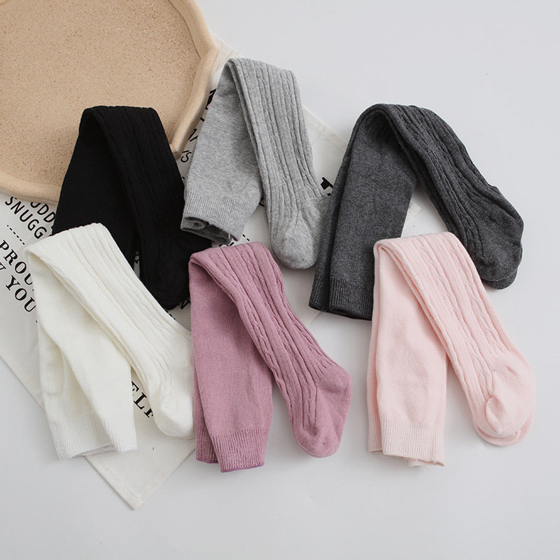 Small Seven Same Style Spring and Autumn New Twist Children's Pantyhose Boneless Stitching Comfortable Baby Going Out Pants Leggings