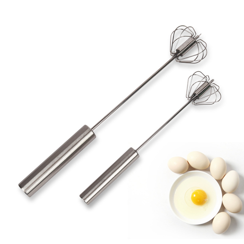 Stainless Steel Semi-automatic Egg Beater Rotating Cream Egg Blender Household Manual Egg Beater Baking Tool