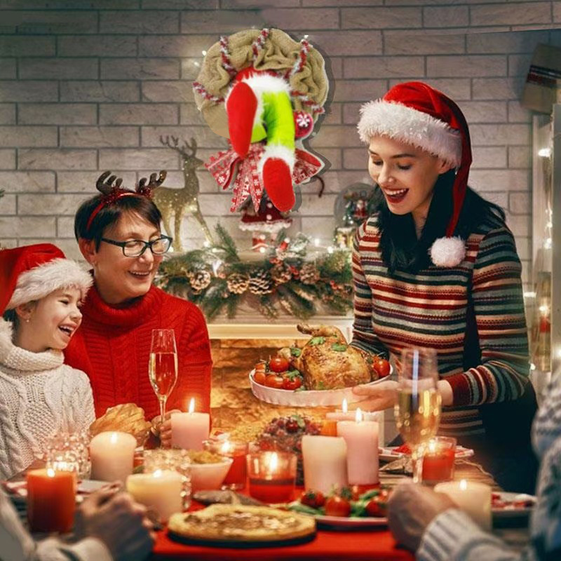 Spot 2021 Christmas wreath decoration pendant cross-border Christmas thief dress up front props Christmas diy