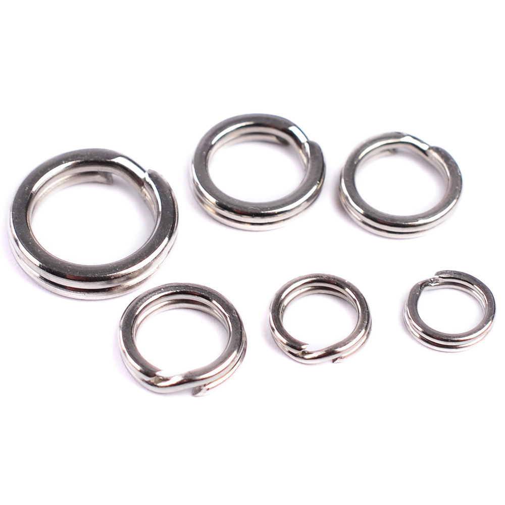 Stainless Steel Luya Ring Metal Ring Flat Ring Connecting Ring Squashed Double Ring Luya Ring Fishing Gear Accessories Key Ring