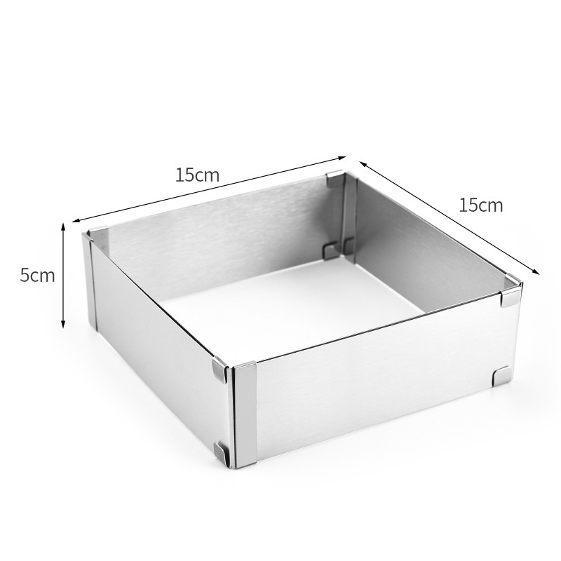 大きな正方形のステンレス鋼のケーキ型調節可能な延長ベーキングツールムースリングお手入れ簡単耐久性のある日常使用|undefined