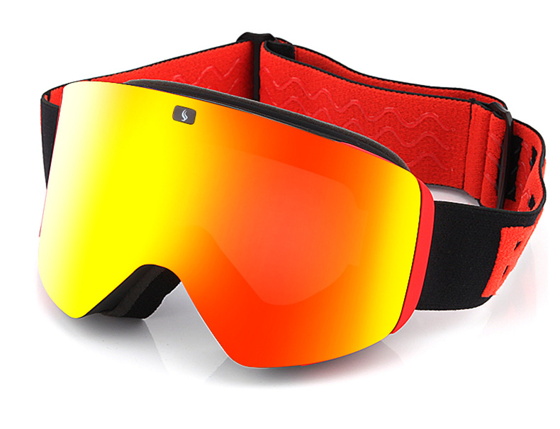 Electroplated ski goggles for adults double anti-fog cylinder spherical magnetic replacement ski glasses_voghion.com
