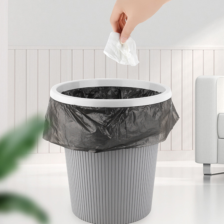 Household Single-roll Flat Mouth Garbage Bag Thickened Continuous-roll Point-break Plastic Bag Disposable Color Black Garbage Bag