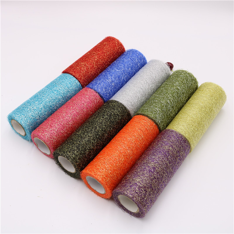 Cross-border in stock 10 yards gold and silver messy mesh roll tulle mesh Christmas American net 6 inch DIY hair accessories
