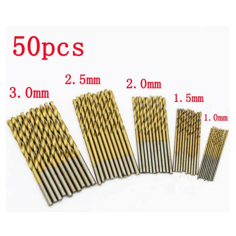 メーカー直販50pcチタンメッキ麻花ドリル金色高速鋼4241直柄ドリル1-3mmセット木工穴|undefined