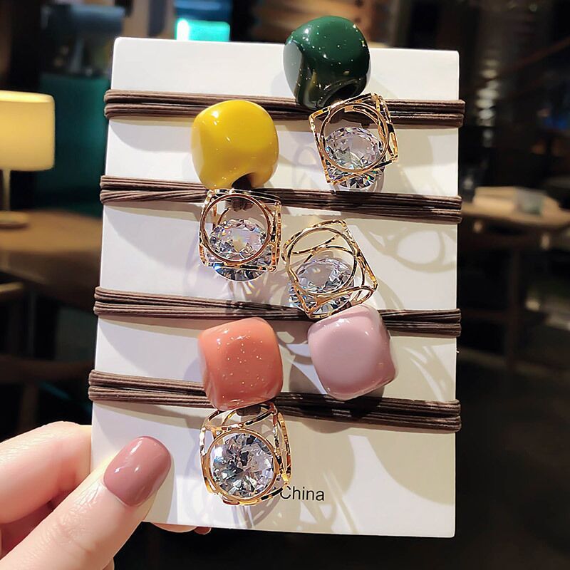 Korean Dongdaemun Headband ins Hollow Rhinestone Hair Ring Fresh Women's Hair Tie Crystal Rubber Band Headband Headband Headwear