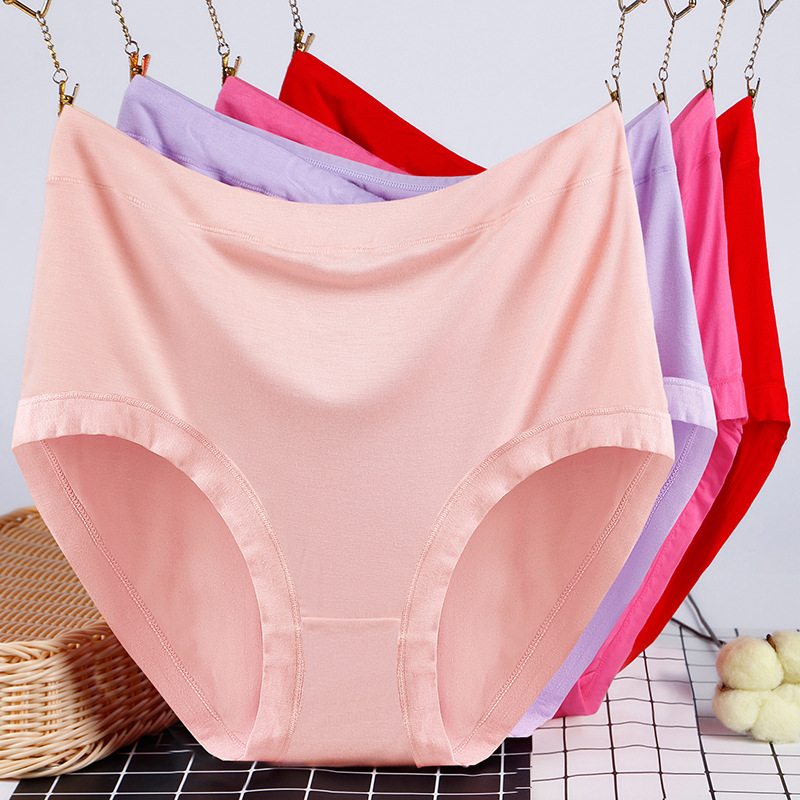 Fat mm200 kg breathable modal underwear women's hip high waist abdomen plus size ladies solid color briefs