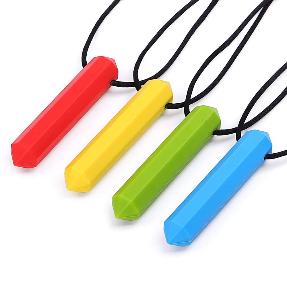 Factory direct anti-self-closing baby silicone tooth gum dental trainer necklace eight prism tooth gum