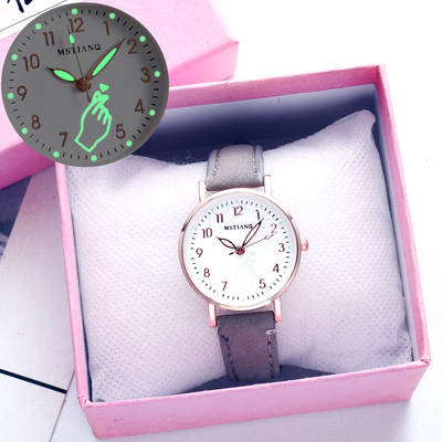 Sakura Blossom Watch for Girls, Junior High School and High School Primary School Pupils Cute Luminous Waterproof Small Fresh College Style Simple Temperament