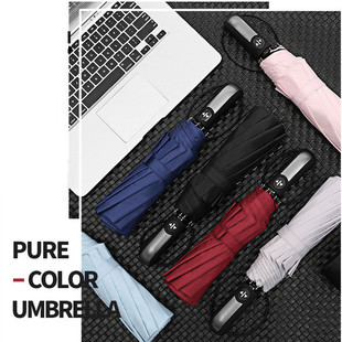 Spot ten-bone automatic folding umbrella men's business double large windshield vinyl advertising three-fold umbrella sunscreen LOGO