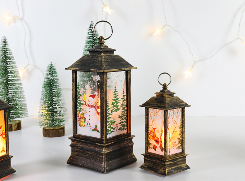 Christmas wind lamp Candlestick lamp night light for the elderly snowman decoration night light desktop ornaments Christmas decorations_voghion.com