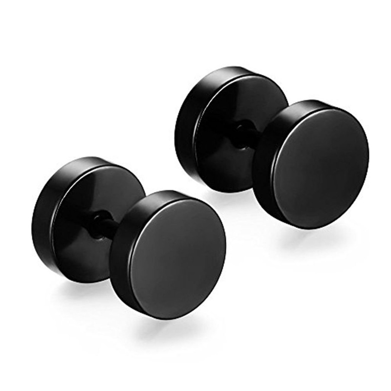 Titanium steel barbell earrings anti-allergic dumbbell earrings single trendy male personality ear jewelry student female
