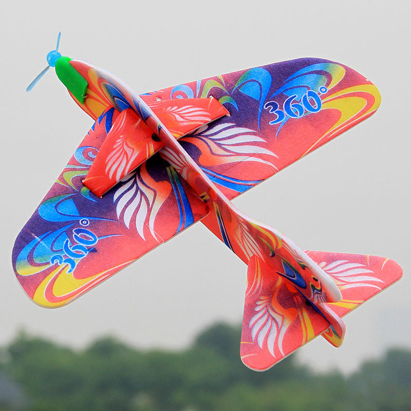 Hand throw magic swing aircraft foam swing 360 degrees double-layer paper aircraft model assembly creative toys wholesale