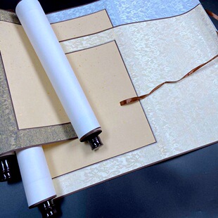 Full-twill blank scroll painting shaft nave antique sprinkling gold rice paper vertical shaft banner half-cooked calligraphy and painting hanging shaft picture scroll