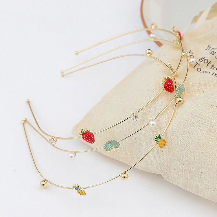 ins Fresh Hair Band Female Elegant Strawberry Thin Head Hoop Fairy Mori Fruit Pressed Hair Band Korean Hair Accessories