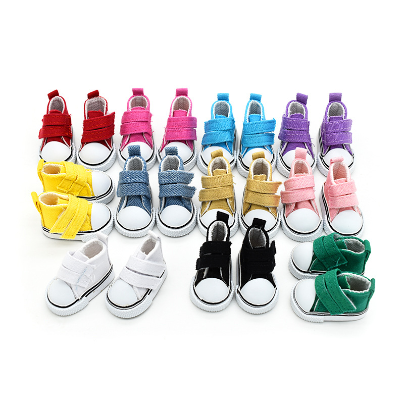 Factory direct 5cm canvas shoes doll BJD6 points Velcro canvas shoes 20cm cotton doll accessories