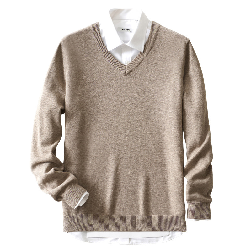 Autumn 2024 New Short-sleeved Men's Sweater V-neck Solid Color Outer Wear Sweater Thin Loose Sweater Trendy