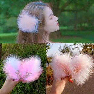 Feather headdress hairpin fairy side clip girl student Chinese clothing hair accessories Net red fairy hair clip wholesale