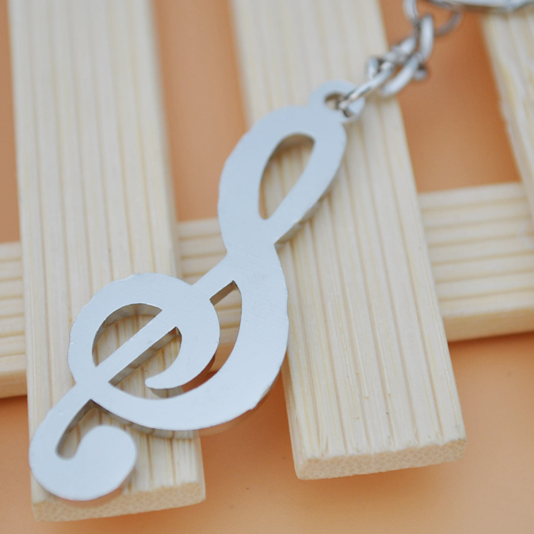 Creative practical gift personalized note metal keychain advertising small pendant music symbol key ring chain hanging