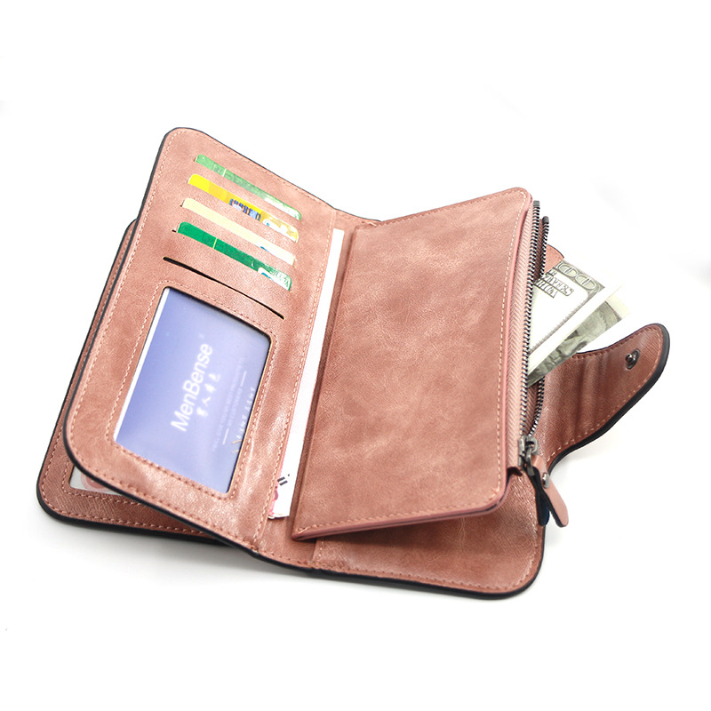 Stilvolle lange Geldbörse für Damen, einfaches Ölwachsleder, einfarbig, Münzgeldbörse, Clutch für Damen_voghion.com