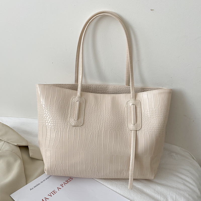 Simple Large Capacity Bag Women's 2020 New Fashionable Fashionable Crocodile Pattern All-Match One-Shoulder Popular Internet Tote Large Handbag