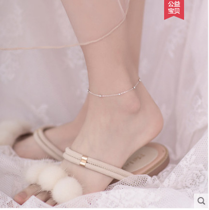 Taobao hot fashion South Korea jewelry female Bell bead anklet silver plated anklet wholesale