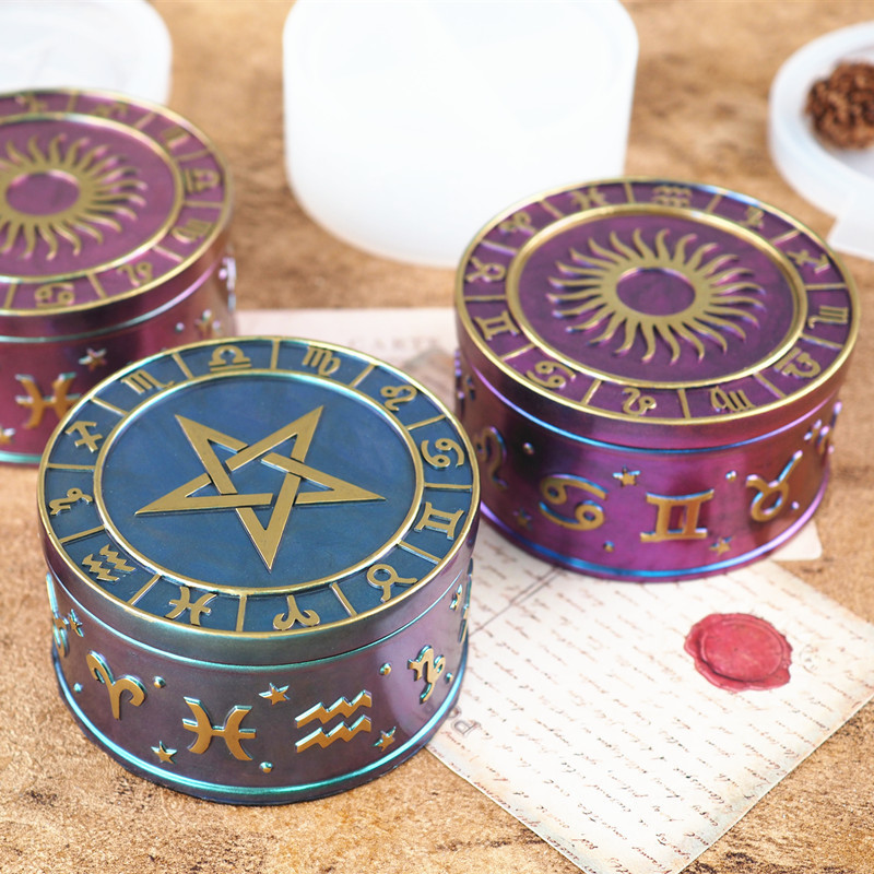 diy epoxy resin Crystal epoxy twelve constellation Starry Sky five-pointed star storage box silicone mirror mold