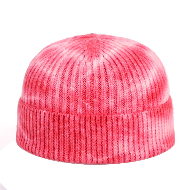 Foreign Trade Autumn and Winter New Tie-dye Printed Knitted Hat Short Cold Hat Women's Melon Skin Wool Hat Korean Style Hip-hop Trendy