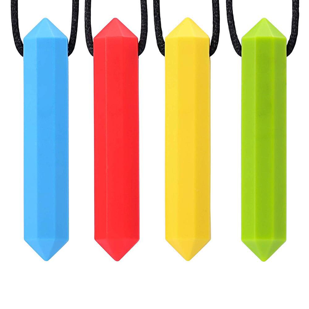 Factory direct anti-self-closing baby silicone tooth gum dental trainer necklace eight prism tooth gum