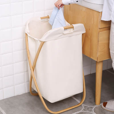 Simple ins Japanese Style Dirty Clothes Basket Folding Dirty Clothes Basket Bamboo Home Oxford Cloth Laundry Basket X Dirty Clothes Storage Basket