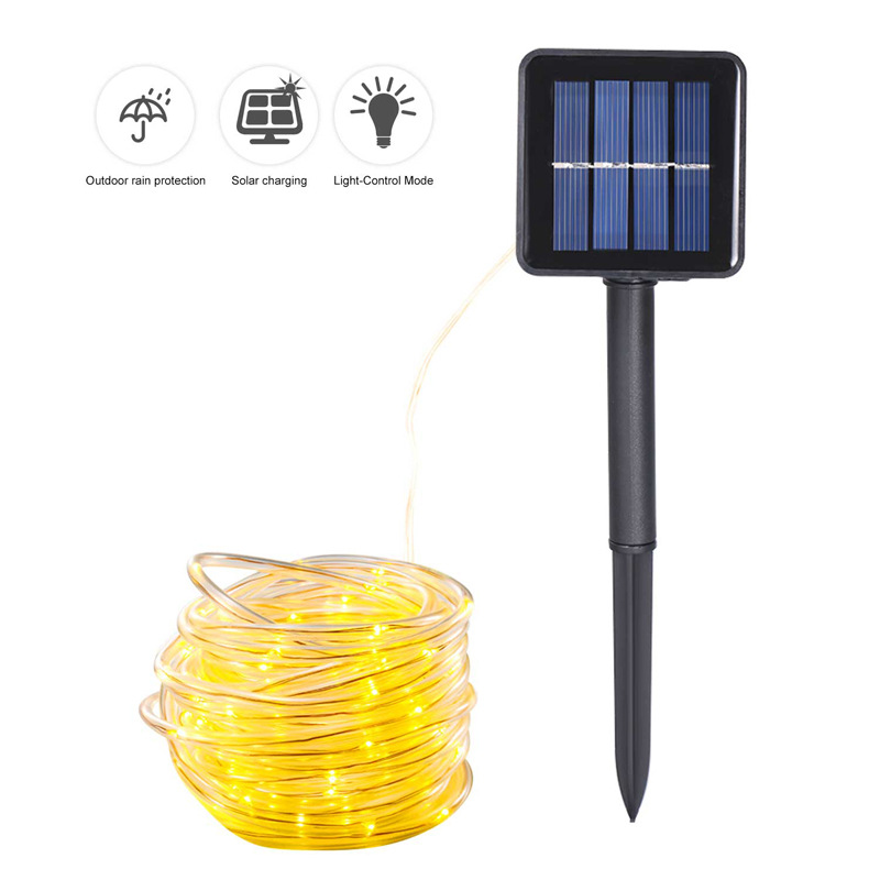 Led solar tube lamp PVC soft leather rainbow tube RGB colored lights colorful color change outdoor atmosphere trampoline light string
