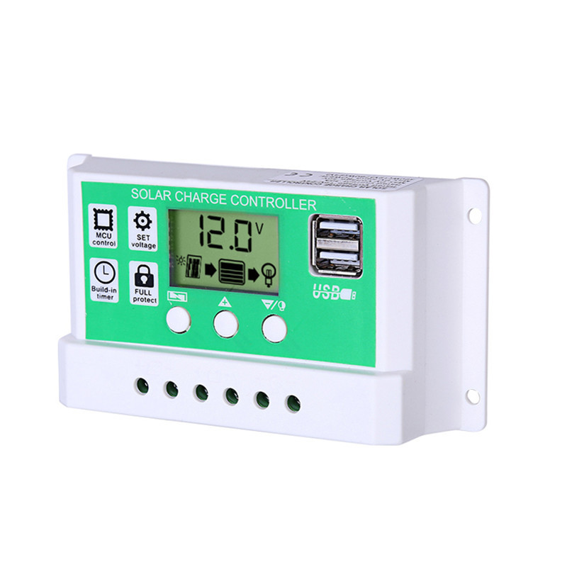 Green face white shell 12V10A lithium lead-acid battery solar controller PWM charge and discharge solar controller