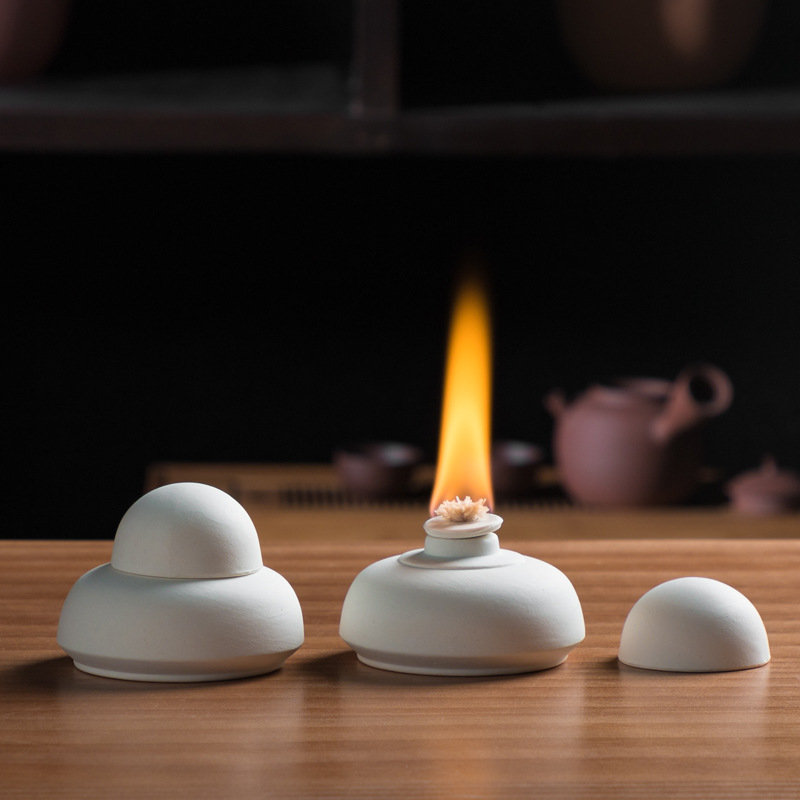 Glass Alcohol Lamp Tea Cooking Oven Tea Set White Mud Carbon Oven Alcohol Oven Warm Tea Ware Tea Ceremony Heating and Heat Preservation Coffee Small
