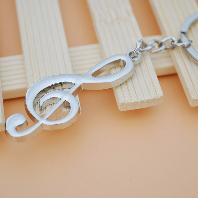Creative practical gift personalized note metal keychain advertising small pendant music symbol key ring chain hanging