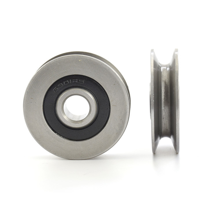 Concave groove wheel metal U-shaped groove 1cm track wire rope hanging wheel bearing bearing steel guide wheel 12*50*13