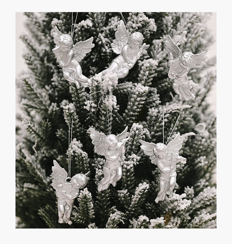 Haube karácsonyi dekoráció arany és ezüst angyal medál kreatív új kis angyal baba függő kis fa függő díszek_voghion.com