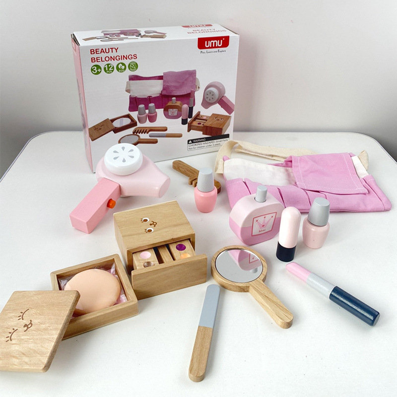 Youki Children's Dressing Table Dressing Box Play Home Wooden Little Princess Girls Wooden Toys 3-4-6 Years Old