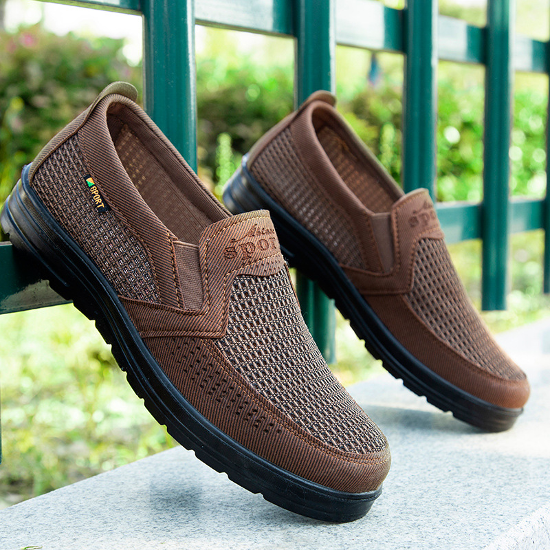 New Old Beijing Cloth Shoes Middle-aged and Elderly Dad Casual Mesh Breathable Middle-aged Father Old Man Grandpa Men's Shoes Summer